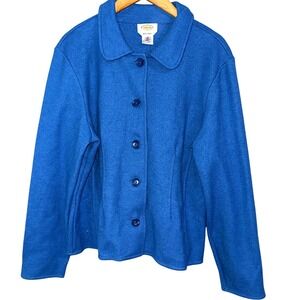 Talbots Women's Blue Alpaca Blend Button Front Blazer Jacket XL